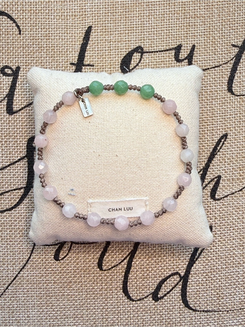 Chan Luu Rose Quartz and Green Jade Beaded Bracelet